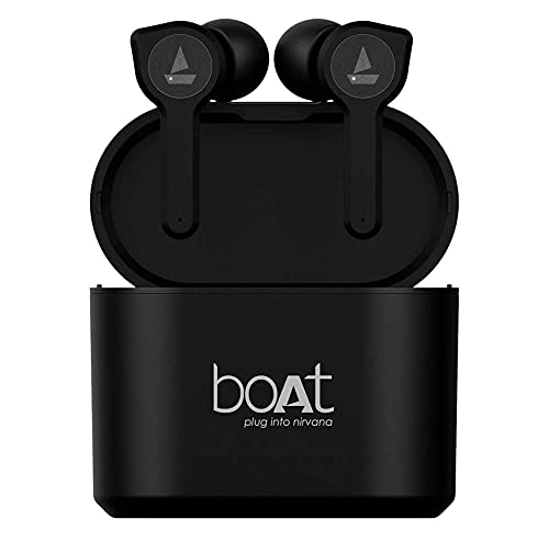 (Refurbished) boAt Airdopes 402 Bluetooth Truly Wireless In Ear Earbuds with BT V5.0, Advanced Touch Controls, Instant Voice Assistant, Up to 16H Total Playtime and with mic (Active Black)