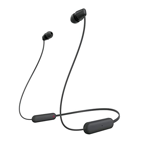 (Renewed) Sony WI-C100 Wireless Earphones with 25 Hrs Battery, Quick Charge, DSEE-Upscale, Splash Proof (IPX4), 360RA, Clear Bass, Fast Pair, in-Ear Bluetooth Headset with mic (Black)