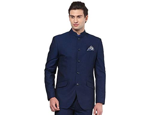 Royal Kurta Men's Regular Fit Bandhgala Blazer (aosddddd_Navy Blue_46)