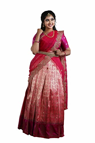 SHIVANGI Girls Summer Mango Half saree | Langa Davani - Pink (18-19 Years)