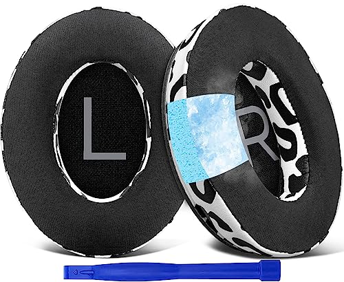 SOULWIT Cooling Gel Ear Pads Cushions Replacement for Bose QuietComfort 45 (QC45)/QuietComfort SE (QC SE)/New Quiet Comfort Wireless Over-Ear Headphones, Earpads with Ice Silk Fabric - Snow Leopard