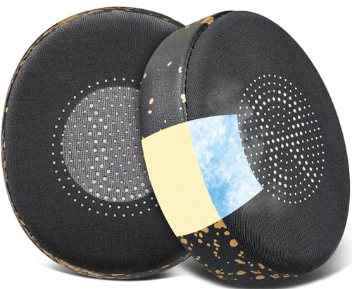 SOULWIT Cooling Gel Earpads Replacement for Jabra Evolve2 65 (Evolve 2 65MS 65UC MS UC)/Evolve2 40 (40UC 40MS USB)/Elite 45h On-Ear Wireless Headset, Ear Pads Cushions with Ice Silk Fabric -Black Gold