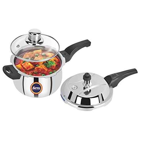 Softel Tri-Ply Stainless Steel Handi 5 Litre Pressure Cooker with Glass Lid | Induction Bottom | Silver