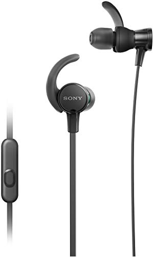 Sony MDR-XB510AS Wired Sports in-Ear Splashproof Headphones with Tangle Free Cable, 3.5mm Jack, Headset with Mic for Phone Calls and 1 Year Warranty - (Black)