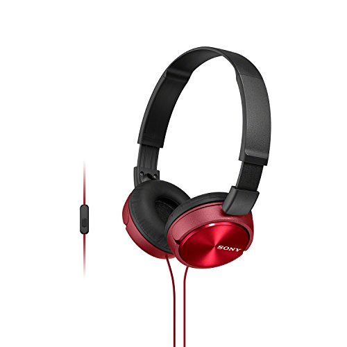 Sony MDR-ZX310AP On-ear Wired Sound Monitoring Headphones with mic, Red