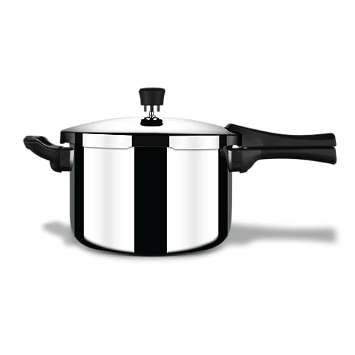 Stahl Triply Stainless Steel Pressure Cooker 8 Litre Outer Lid | Broad Pressure Cooker | Triply Cooker With Gas & Induction Base | Safe & Long Lasting Steel | Xpress Cooker 9218 (Serves 8 People)