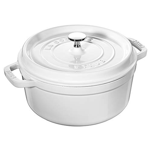 Staub 4 Quart Round Cocotte, White