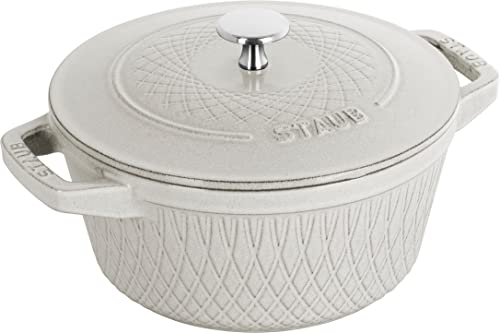 Staub Z1023-187 Twist Cocotte Round Campagne, 7.9 inches (20 cm), Double Handed, Cast Enameled Pot, Induction Compatible, Genuine Japanese Product with Serial Number