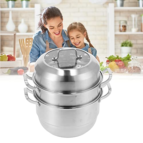 Steam Cooker, Stainless Steel Kitchen Cooking Pot for Induction Cooker for Gas Stove