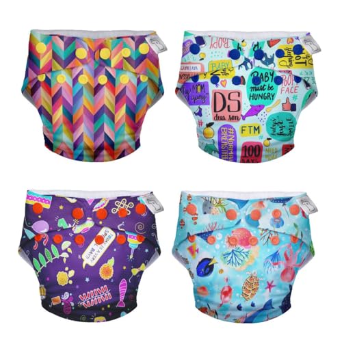 SuperBottoms Cloth Diapers for babies - Cloth Diaper Combo Pack of 5 Freesize UNO- New Version| Reusable Cloth Diapers for babies 3M to 3Y | With 5 organic cotton inserts/pads