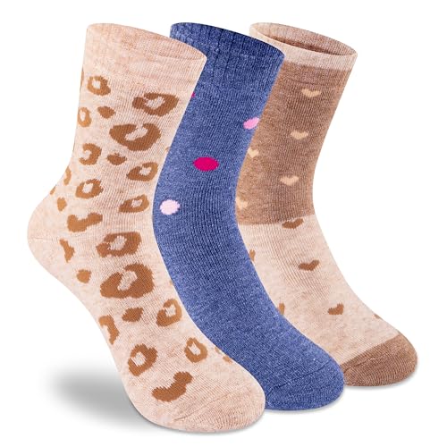 Supersox Unisex Kid’s Winter Socks - 3 Pairs Thick Thermal Crew Socks - Extra Terry Cushioning for Support & Comfort, Ideal for Winter & Casual Wear, Multicolour (Pack of 3) (10 Years - 14 Years)