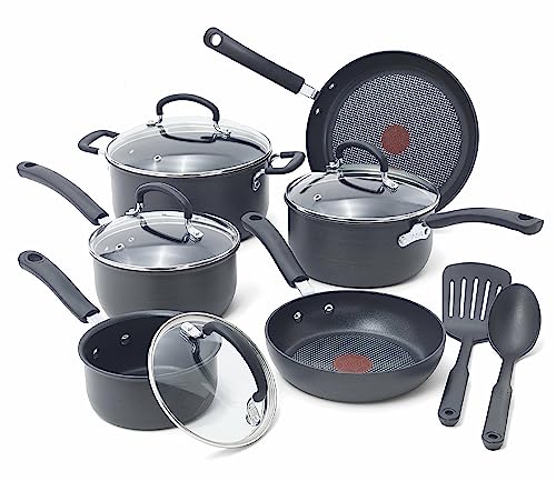 T-Fal Ultimate Aluminium Non-stick Cookware Set, 12 Piece (Gray)