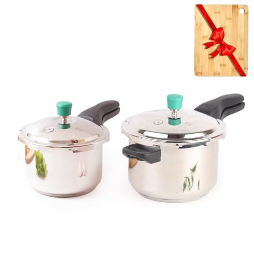 The Indus Valley Stainless Steel Pressure Cooker Outer Lid Combo + Free Wooden Chopping Board | 3Ltr & 4.5Ltr | Induction friendly | Tri-Ply Sandwich Bottom | 100% Toxin-Free, Naturally Non-Stick