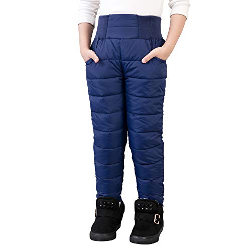 UGREVZ Girls Boys Snow Pants 2-10 Years Old Thick Winter Warm Pants Girl Activewear Clothes(A0001Navy-10T)