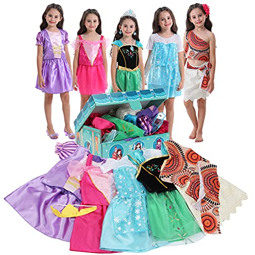 VGOFUN Girls Dress up Trunk Princess Costume Dress Pretend Play Set for Girls Toddlers (Princess Dress up Trunk-1) Pink