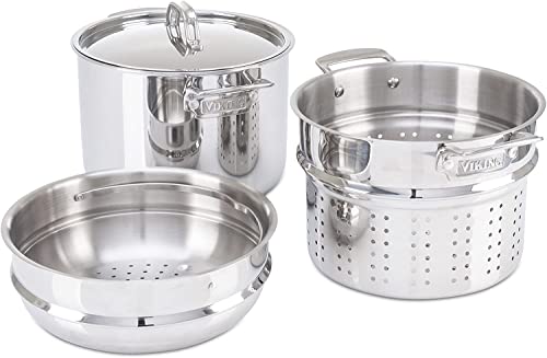 Viking 3-Ply Multi-Cooker/Pasta Pot with Bonus Steamer, 8 quart, Silver