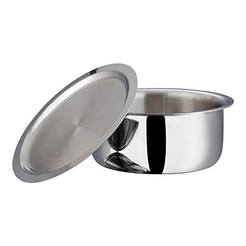 Vinod Platinum Triply Stainless Steel Tope / Patila with Stainless Steel Lid 4.7 litres Capacity (22 cm Diameter) - Silver (Induction and Gas Stove Friendly), 5 Years Warranty