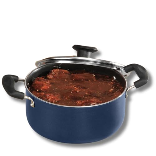 Vinod Zest Aluminium Non Stick Casserole with Glass Lid - 10.8 Litre, 30 cm | 3 mm Extra Thick | Swiss Quality | 3 Layer Coating | Metal Spoon Friendly - 2 Year Warranty