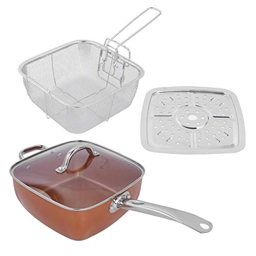 Wedinard Square Pan, Universal Stew Pot, Household Multifunction 4Pcs/Set Non‑Stick for Making Soup Frying Meat