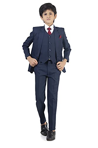 Z&G Trends Solid 4 Piece Coat Suit Set for Boys (Navy Blue, 14)