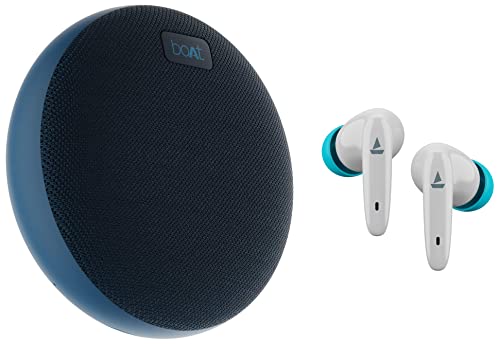 boAt Airdopes 181 True Wireless in Ear Earbuds with Mic ENx Tech, Beast Mode & Stone 180 5W Bluetooth Speaker with Upto 10 Hours Playback, 1.75" Driver, IPX7 & TWS Feature(Blue)