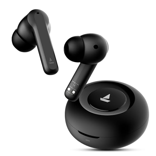 boAt Airdopes Sonik TWS Earbuds with 60 hrs Playback, IWPᵀᴹ Tech, Quad Mics with ENxᵀᴹ, ASAPᵀᴹ Charge, 11 mm Drivers, Bluetooth v5.3 & IPX4 Sweat and Splash Resistance(Thunder Black)