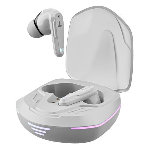 boAt Immortal 181 TWS Gaming Earbuds with up to 40 hrs Playtime,Quad Mics with ENx Tech,Beast Mode with 40ms Latency,ASAP Charge,IPX4,IWP, RGB LED Lights, BTv5.3(White Sabre)