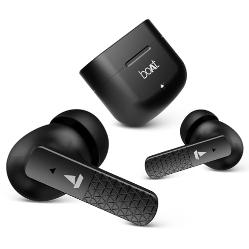 boAt Newly Launched Airdopes 91 TWS Earbuds with 45 hrs Playtime, Beast™ Mode with 50 ms Low Latency, Dual Mics with ENx™, ASAP™ Charge, IWP™ Tech, IPX4 & Bluetooth v5.3(Active Black)