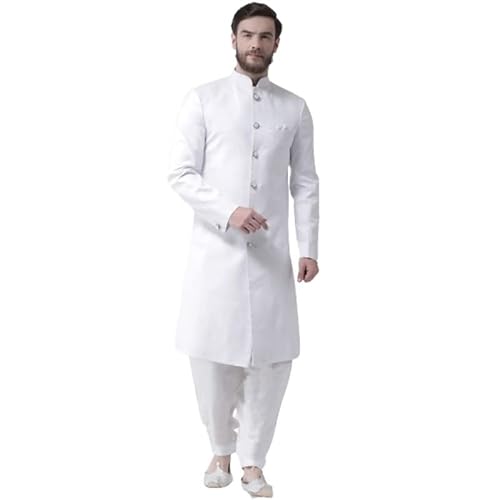 hangup men sherwani indo, Color White, Size 44 (WhiteSherwani23)