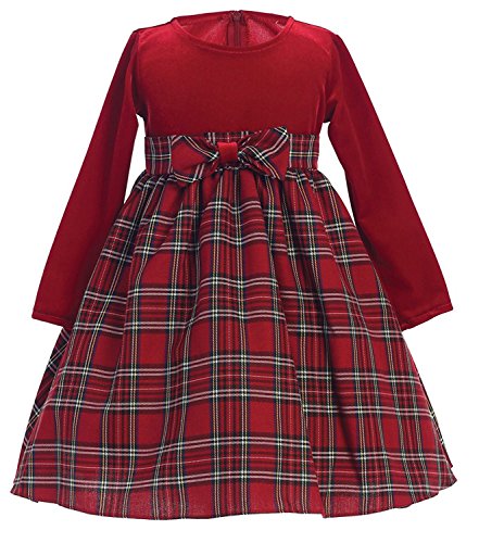 iGirlDress Baby Girls Red Black Velvet Plaid Holiday Fall Christmas Girls Dress 503 Size M