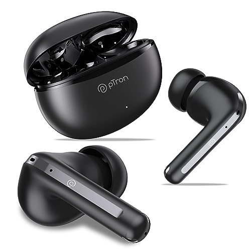 pTron Newly Launched Zenbuds Evo X1 in-Ear TWS Earbuds,Quad Mic Trutalk Enc Calls,60Hrs Playtime,Movie/Music Modes,13Mm Drivers,Bt5.3 Headphone,Fast Typec Charging&Ipx5 Water-Resistant,Black,Wireless