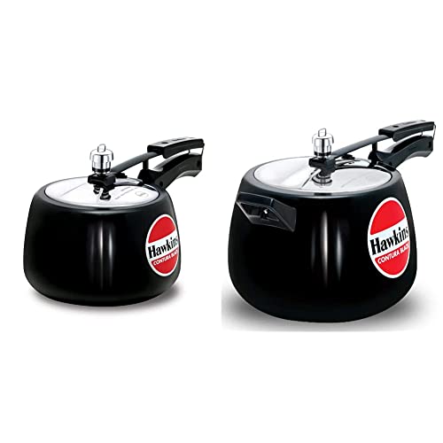Hawkins Contura Hard Anodised Aluminium Pressure Cooker, 3 Litres, Black & Hawkins Cb65 Hard Anodised Pressure Cooker, 6.5 Litres, Contura Black