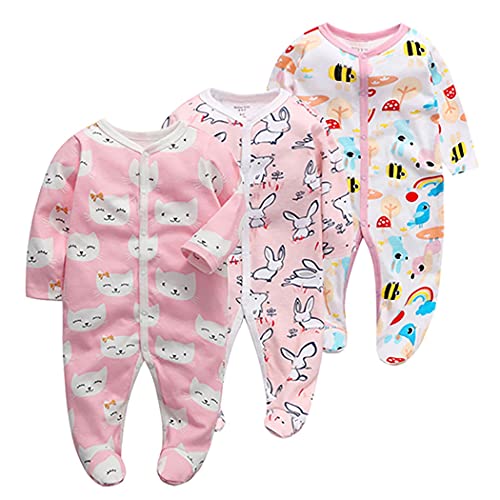 Licogel Infant Jumpsuit Unisex Cotton 3PCS Cartoon Lovely Causal Unisex Fashion Long Sleeve Baby Footed Romper Baby Playsuit Bodysuit Cartoon Cute