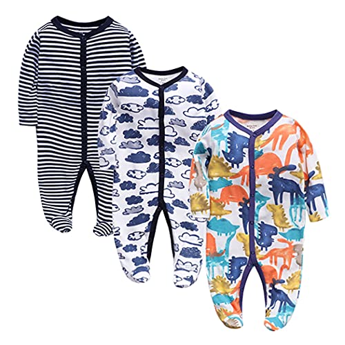 Licogel Infant Jumpsuit Unisex Cotton 3PCS Cartoon Lovely Causal Unisex Fashion Long Sleeve Baby Footed Romper Baby Playsuit Bodysuit Cartoon Cute