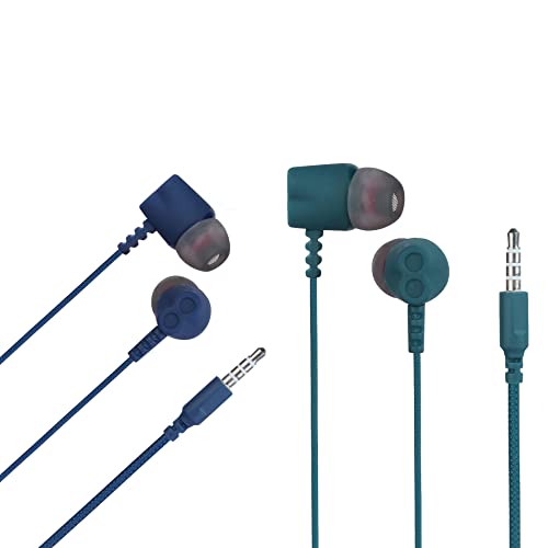 VIPPO VHB-319 Combo Hammer Series Wired Earphone Headset with MIC(Pack of 2) (Blue/Green)