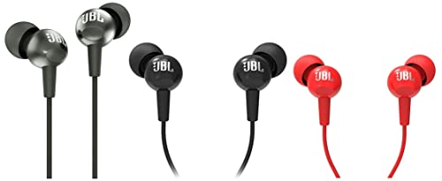 JBL C200SI, Premium in Ear Wired Earphones with Mic, Signature Sound (Gun Metal) & C100SI Wired in Ear Headphones with Mic(Black) & C100SI Wired in Ear Headphones with Mic(Red)