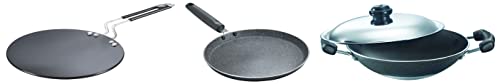 Prestige Omega Select Plus Residue Free Non-Stick Deep Appachetty with Lid, 20cm Hard Anodised Induction Base Roti Tawa, 22.5cm Omega Deluxe Granite Nonstick Dosa Tawa, 25 cm