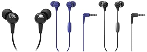 JBL C100SI Wired in Ear Headphones with Mic, Pure Bass Sound (Black) & C50HI, Wired in Ear Headphones with Mic (Blue) & C50HI, Wired in Ear Headphones