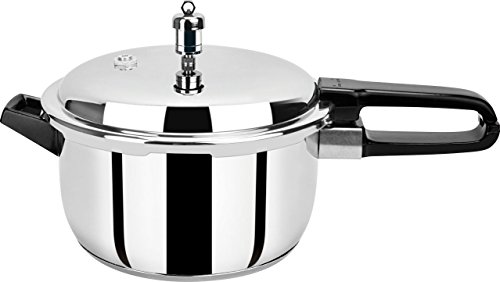 Pristine 18/8 Stainless Steel Tri Ply Induction Base Outer Lid Pressure Cooker (5 litres, Silver) ISI Marked