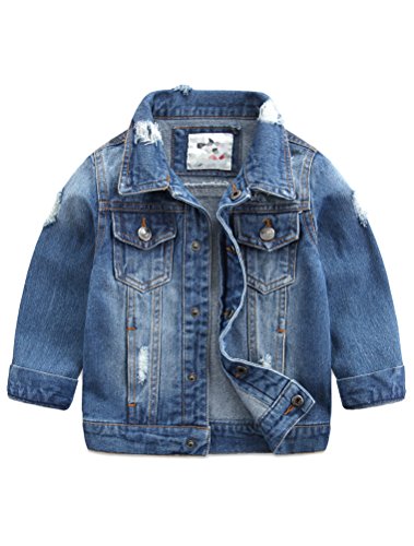 Abolai Baby Boys' Basic Denim Jacket Button Down Jeans Jacket Top, Style2 Lightblue, 4T