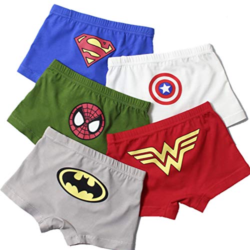 2-8 Years Old Boys Superman Boxer Briefs Hero-Themed Underwear 5 Multipack