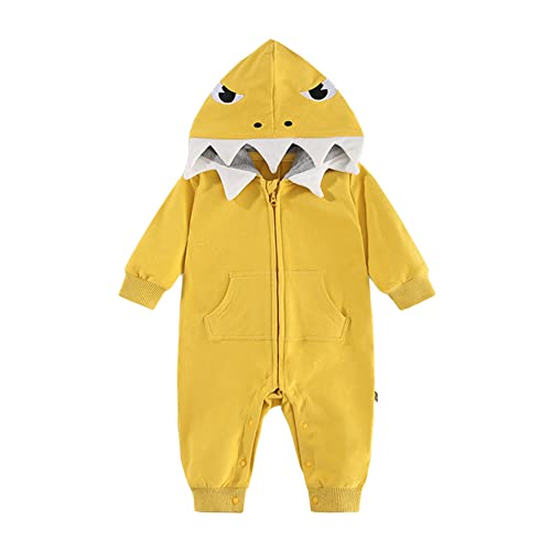 ALLAIBB Shark Baby Costume Onesie Cotton 3D Cartoon Romper Cute Jumpsuit Hooded Outwear for Toddler Baby Boys Girls 3-24M