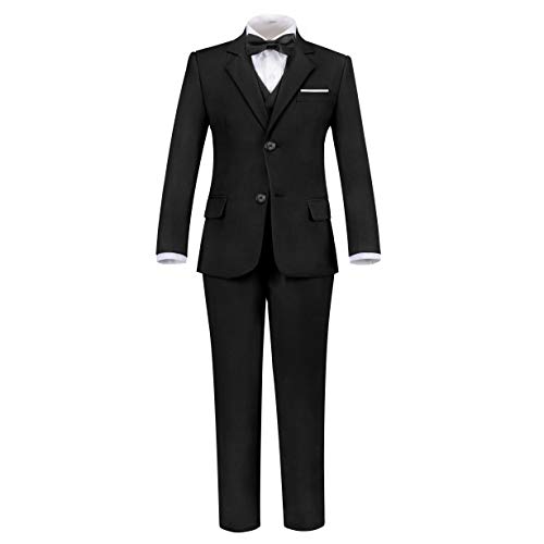 Addneo Boys Formal Suits Set for Kids Complete Outfit, Black 5pc, 12