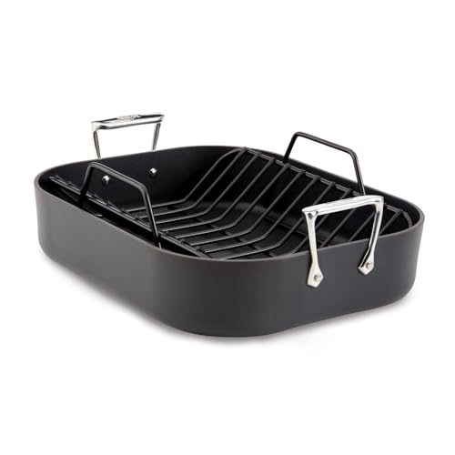 All-Clad E7649764 HA1 Hard Anodized Nonstick Dishwasher Safe PFOA Free Roaster Cookware, 13-Inch by 16-Inch, Black