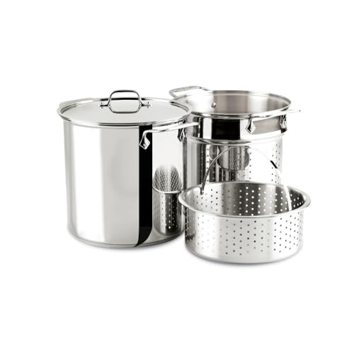 All-Clad E9078064 Stainless Steel Multicooker with Perforated Steel Insert and Steamer Basket, 8-Quart, Silver