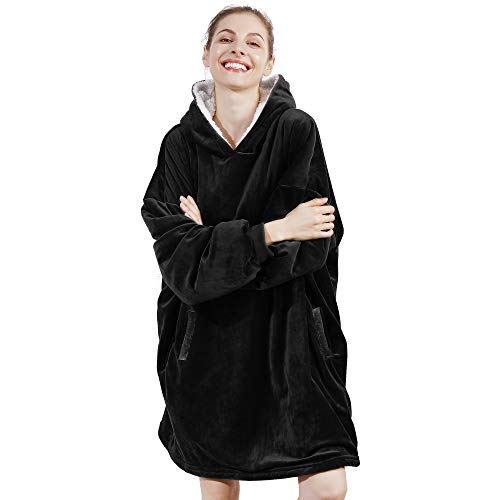 AmyHomie Blanket Sweatshirt,Oversized Sherpa Hooded Blanket Hoodie,Fleecehug Hoodie Wearable Blanket for Women Men Kids