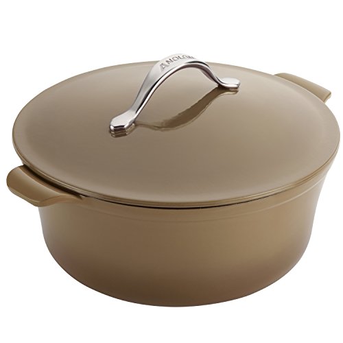 Anolon Vesta Cookware Cast Iron Dutch Oven, 7 quart/Medium, Umber