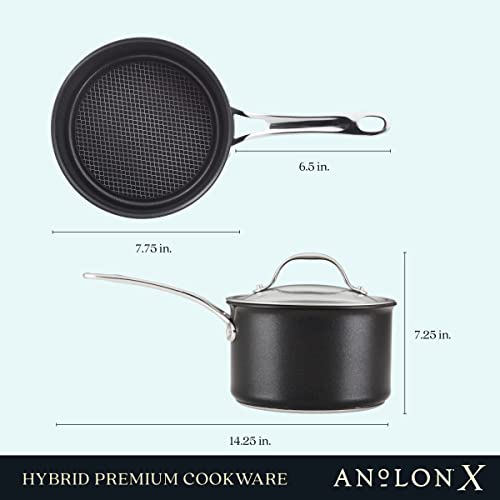 Anolon X Hybrid Nonstick Sauce Pan / Saucepan with Lid, 3 Quart - Dark Gray