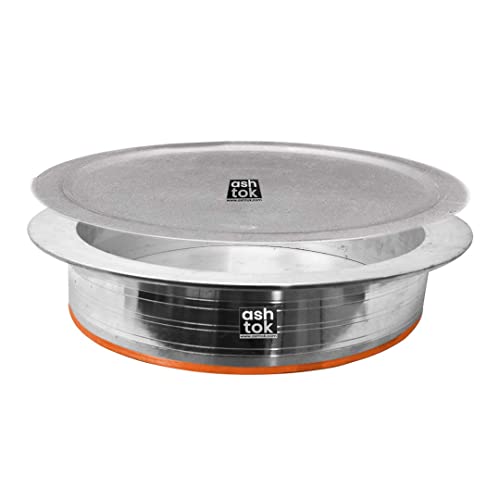 Ashtok Aluminium Biryani Handi with Lid, Cooking Handi for Hyderabadi Dum Biryani Heavy Gauge, Cookware, Diameter 15 Inches, Height 4 Inches, Colour Silvery White.