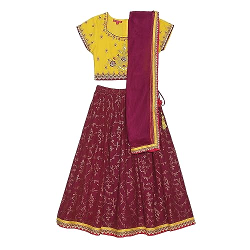 BIBA Cotton Blend Girls Yellow & Purple Polyester Suit Set (KW5379AW23YELPUR 11)